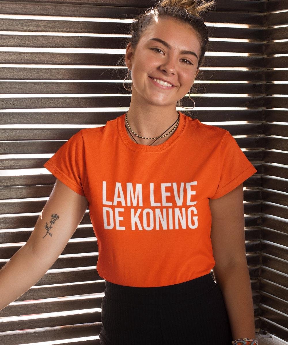 Oranje Koningsdag T-Shirt Lam Leve (DAMES - MAAT XL) | Oranje Kleding & Shirts | Feestkleding